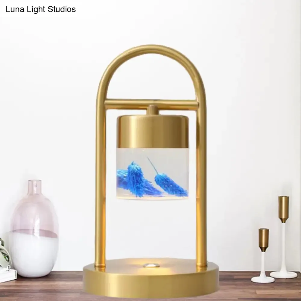 Nusakan - Simplicity Clear Glass LED Desk Light with U-Shaped Metal Frame - Gold