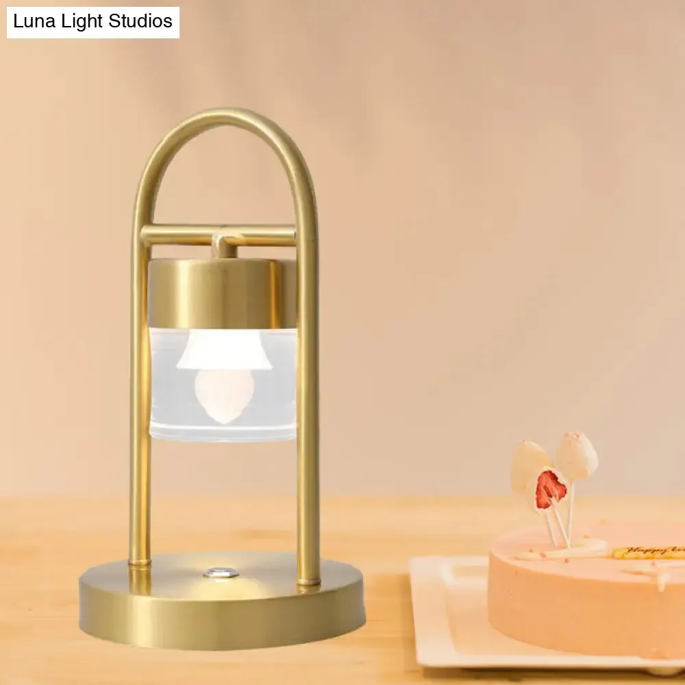 Nusakan - Simplicity Clear Glass LED Desk Light with U-Shaped Metal Frame - Gold