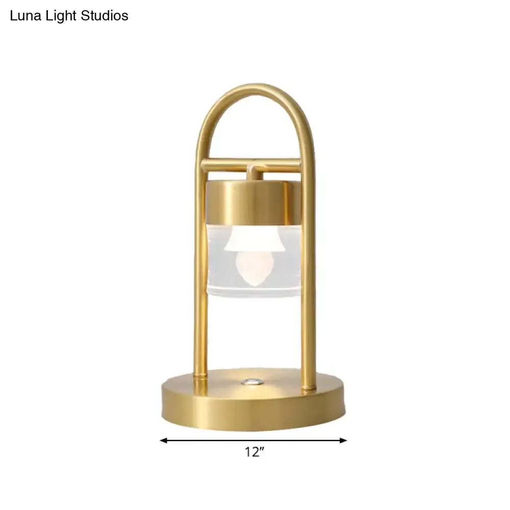 Nusakan - Simplicity Clear Glass LED Desk Light with U-Shaped Metal Frame - Gold
