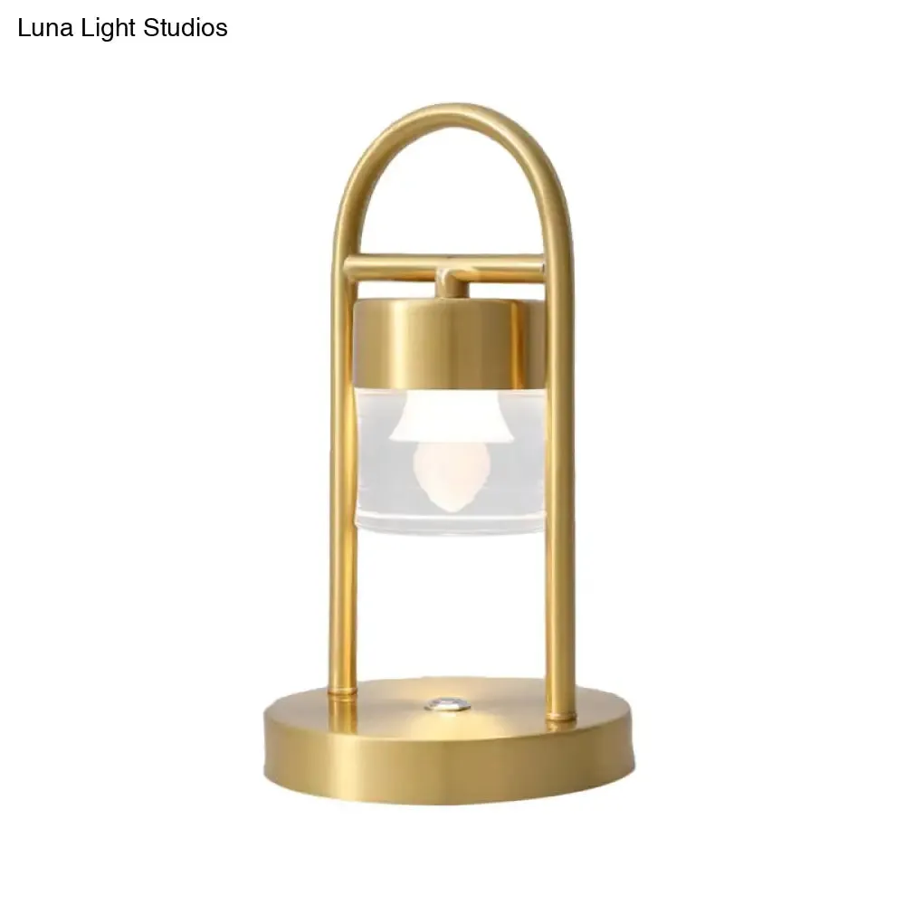 Nusakan - Simplicity Clear Glass LED Desk Light with U-Shaped Metal Frame - Gold