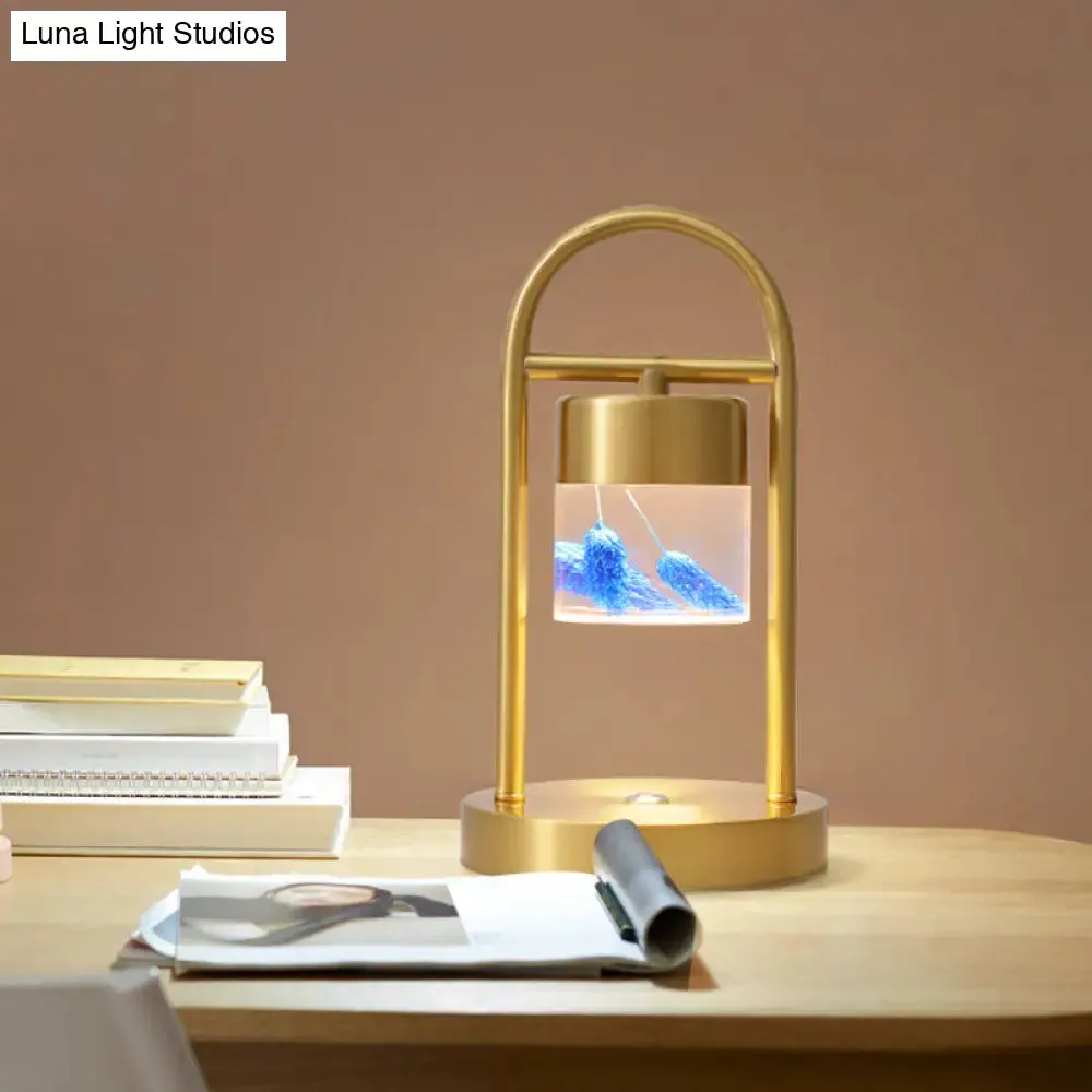 Nusakan - Simplicity Clear Glass LED Desk Light with U-Shaped Metal Frame - Gold