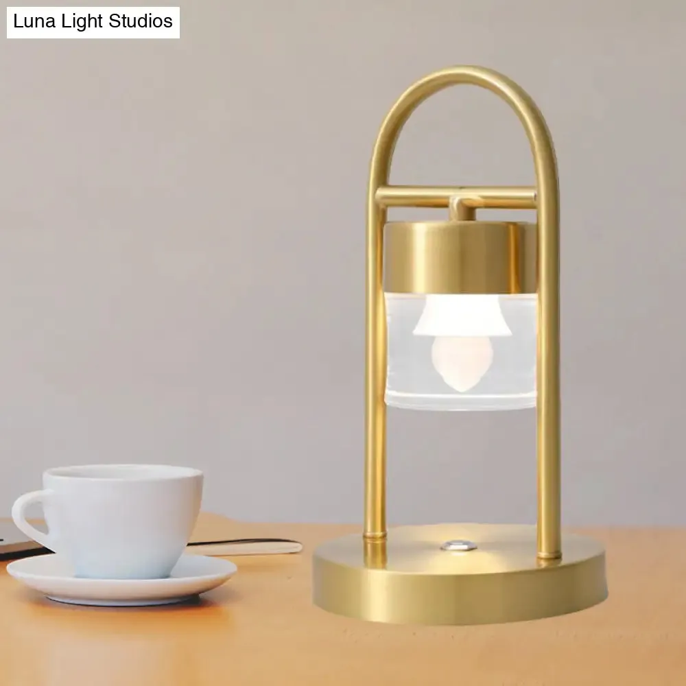 Nusakan - Simplicity Clear Glass LED Desk Light with U-Shaped Metal Frame - Gold