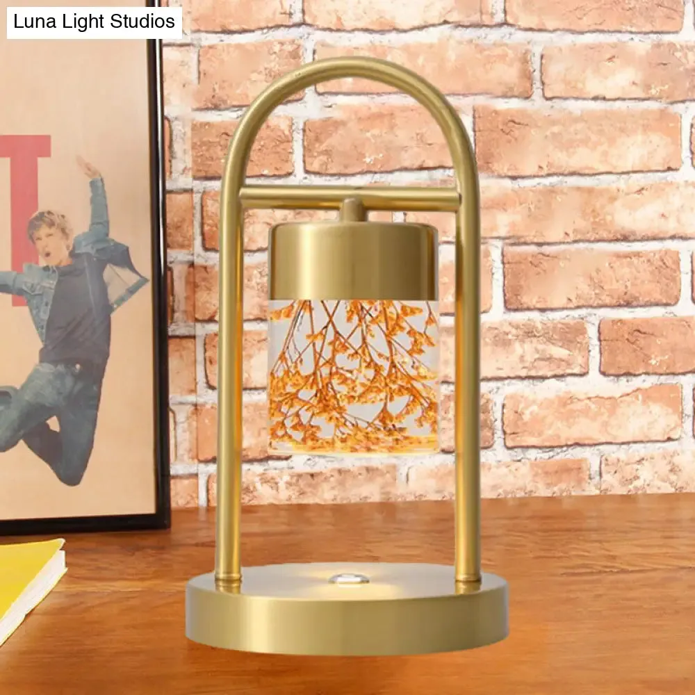 Nusakan - Simplicity Clear Glass LED Desk Light with U-Shaped Metal Frame - Gold