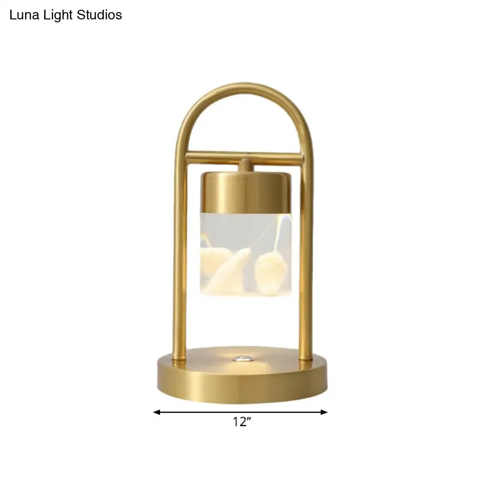 Nusakan - Simplicity Clear Glass LED Desk Light with U-Shaped Metal Frame - Gold