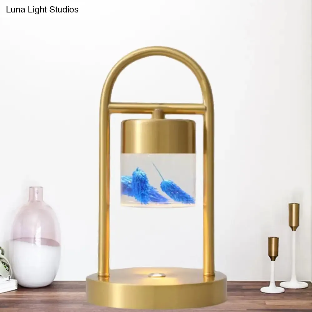 Nusakan - Simplicity Clear Glass LED Desk Light with U-Shaped Metal Frame - Gold
