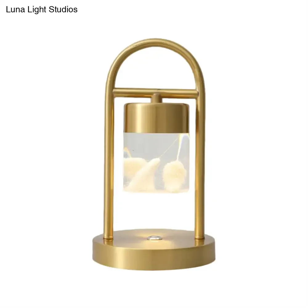 Nusakan - Simplicity Clear Glass LED Desk Light with U-Shaped Metal Frame - Gold