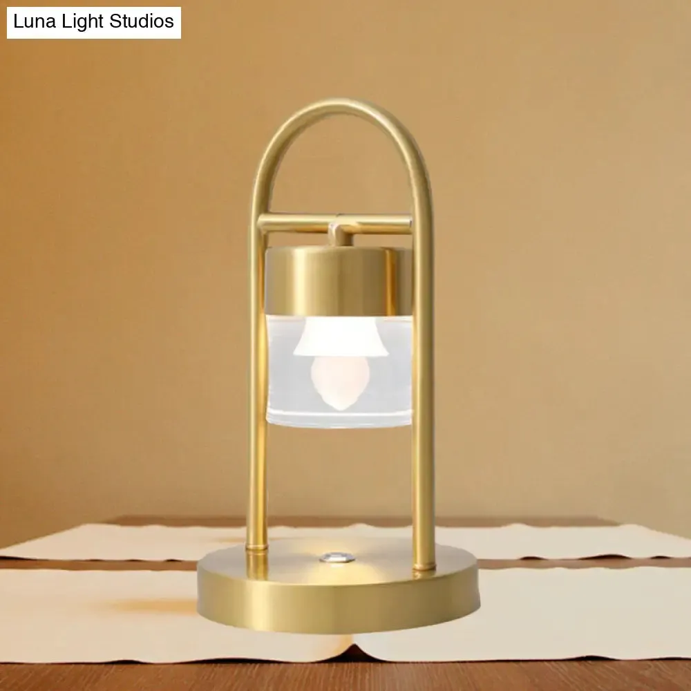 Nusakan - Simplicity Clear Glass LED Desk Light with U-Shaped Metal Frame - Gold