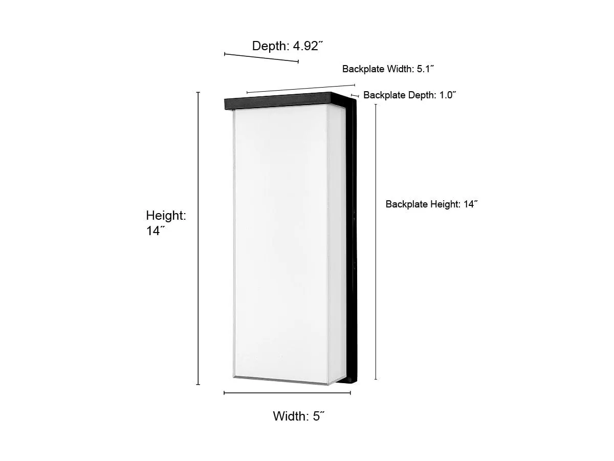 Outdoor Wall Lamp - Powder Coated Black - White Glass - 14w Integrated LED Module - 650 Lm - 4.92in. Extension