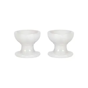 Pearl White Diya Set of 2 Handcrafted Marble - Standard or Large