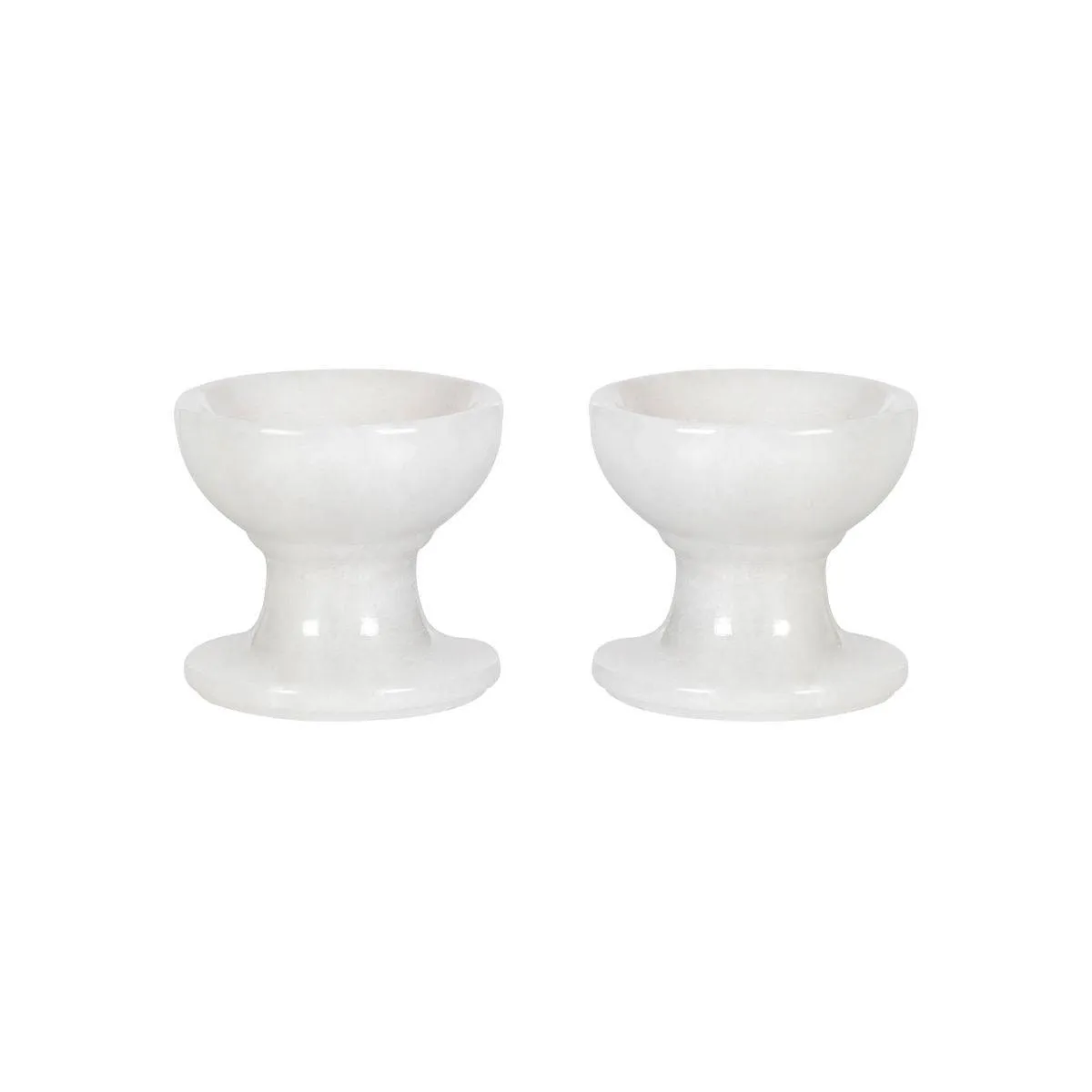 Pearl White Diya Set of 2 Handcrafted Marble - Standard or Large