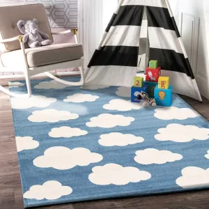 Piccolo Blue and White Cloud Kids Rug 133x133cm Round
