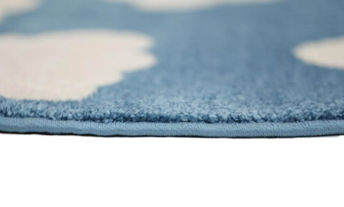 Piccolo Blue and White Cloud Kids Rug 133x133cm Round