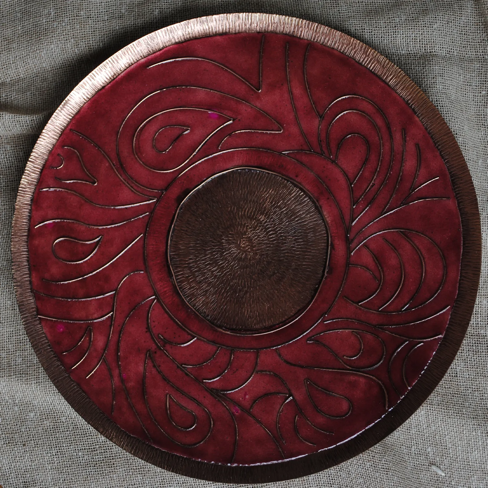 Pink Handmade Copper Wallplate & Candle Holder