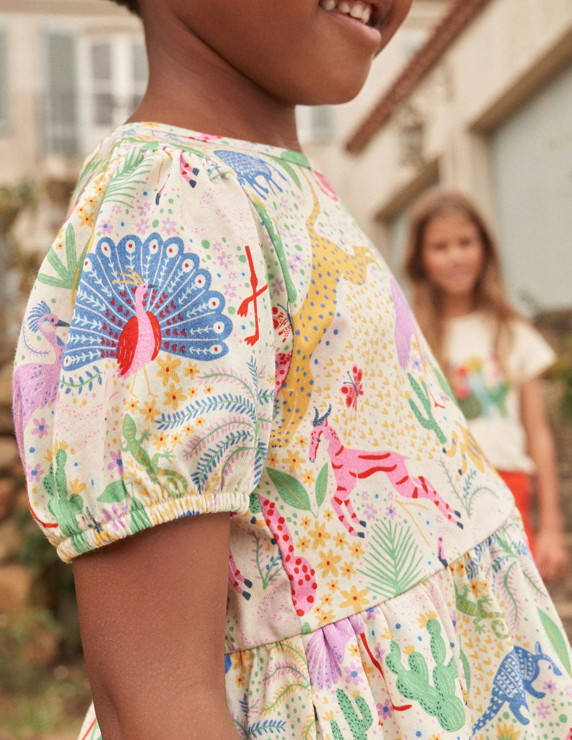 Puff Sleeve Dress-Multi Desert