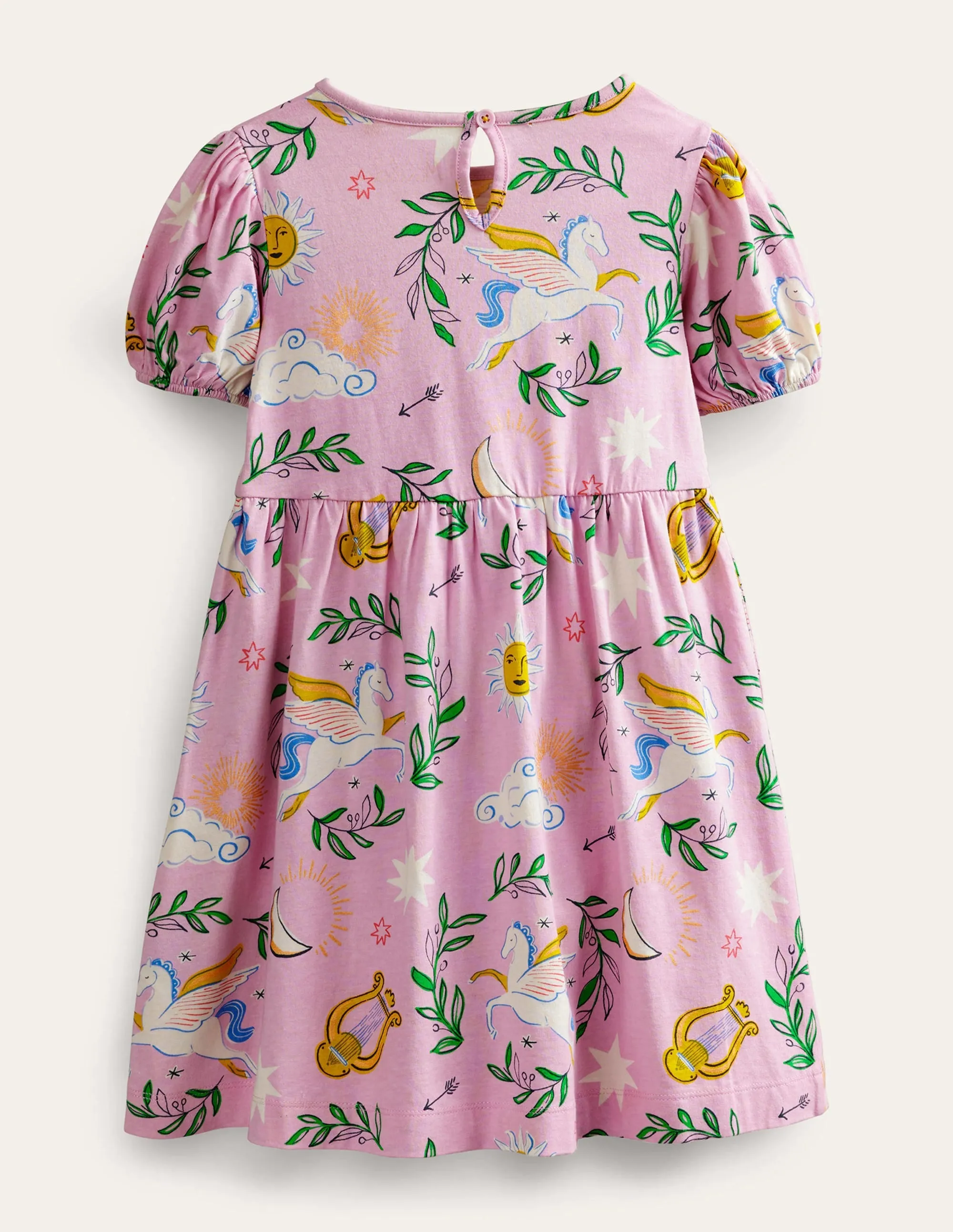 Puff Sleeve Dress-Winsome Pink Greek Toile