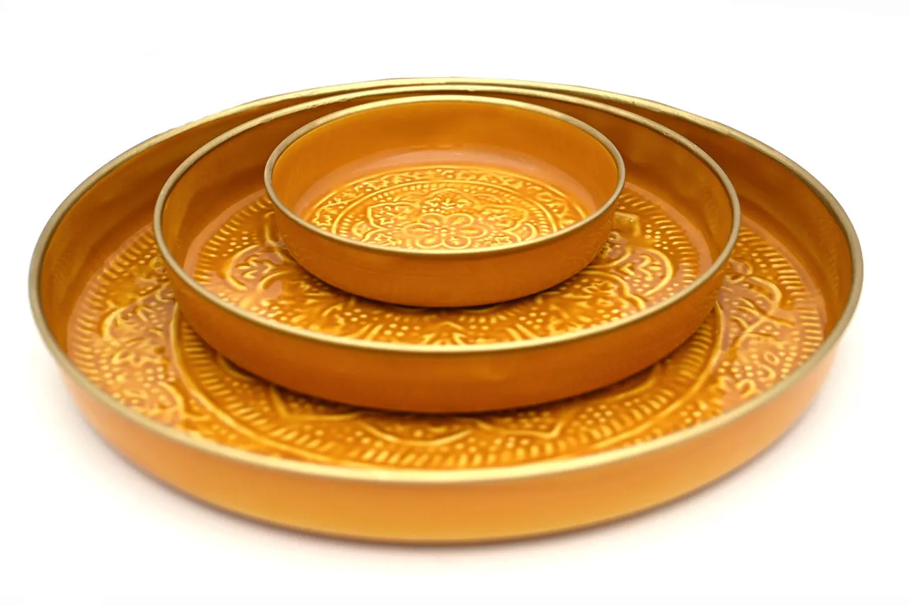 Punjabi Decorative Metal Tray by Verve Culture