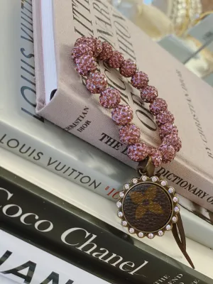 PURPLE CRYSTAL INCRUSTED L UPCYCLED BRACELET