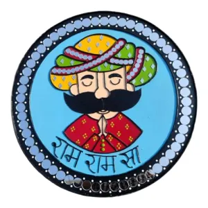 Radheya Crafts Mud & Mirror Work Lippan Art Wall Decor Frame Decorative Handcrafted Wooden Traditional Rajasthani for Living room | Wall Hanging Home Decoration Round shape Frame
