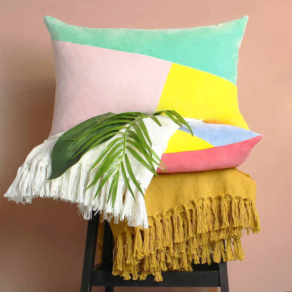 Rectangular Scatter Cushion Cover 40 x 60cm - Colourblock Velvet Pastel