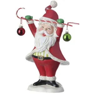 Regency International 8.5"Resin Santa Holding Candy cane with Balls