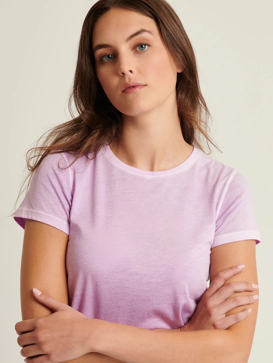 Reverse Spray Pima Tee - Foxglove Purple