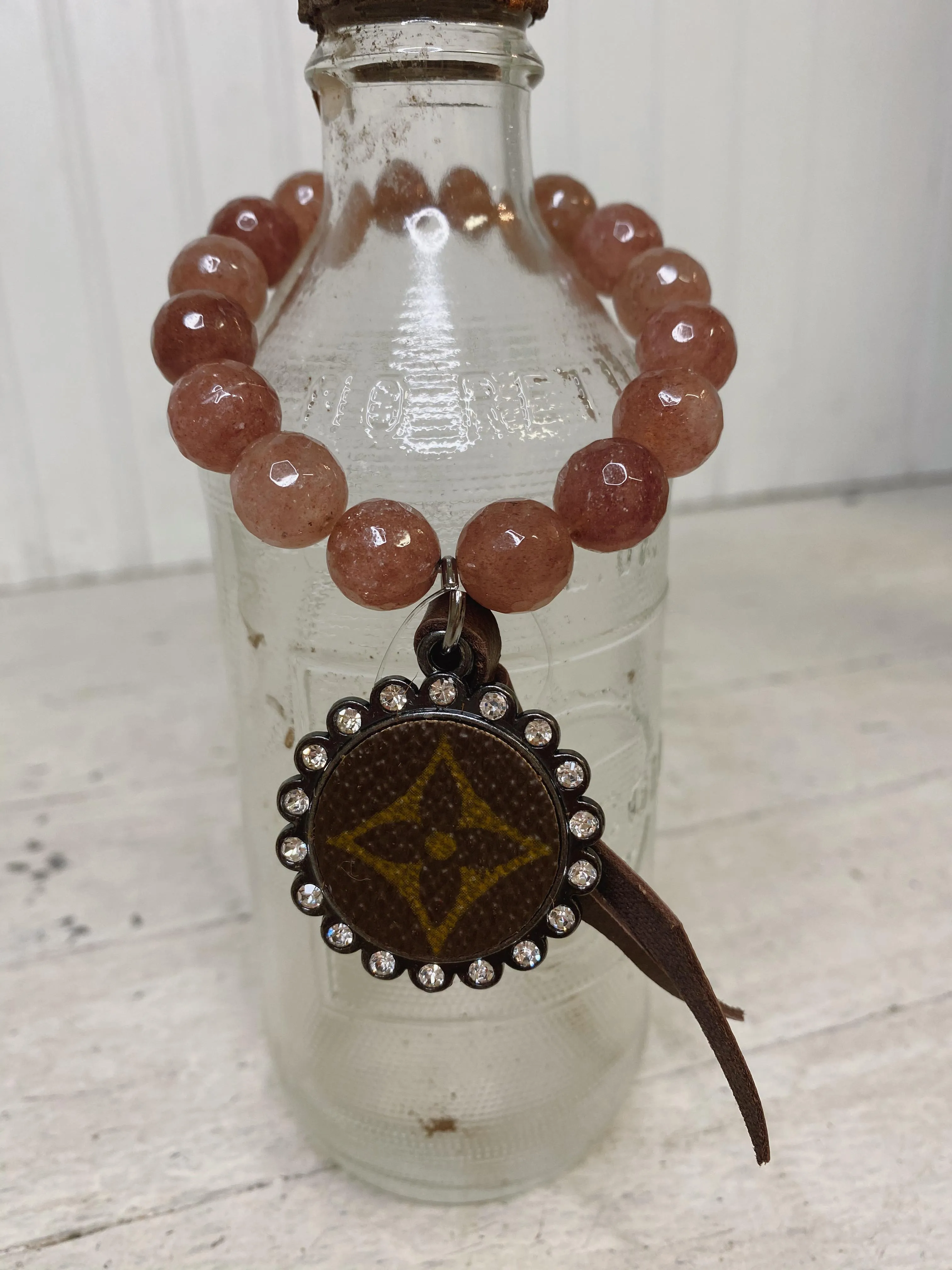 Rose Single Beaded Upcycled Bracelet