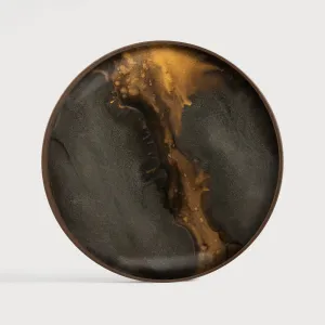 Round Bronze Glass Valet Tray
