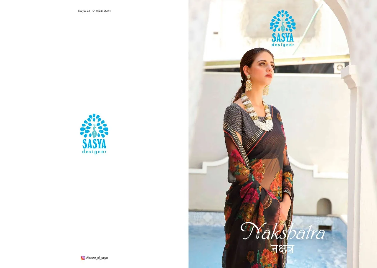 Sasya Designer Nakshtra Velvet Brasso Fancy Designer Saree