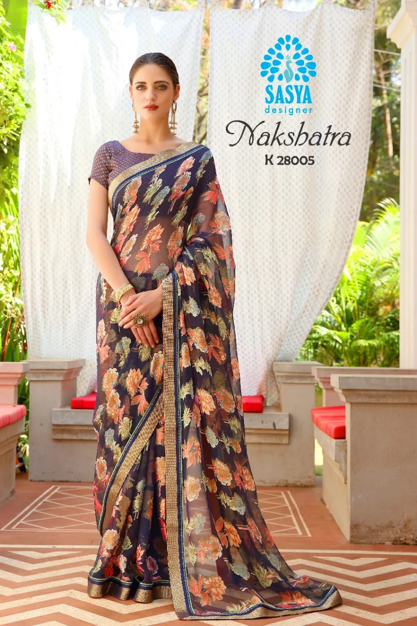 Sasya Designer Nakshtra Velvet Brasso Fancy Designer Saree