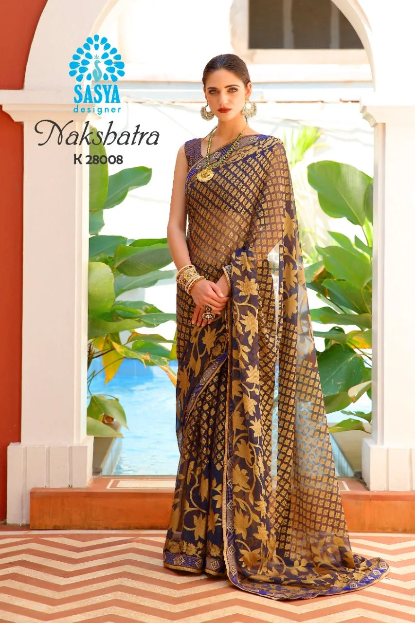 Sasya Designer Nakshtra Velvet Brasso Fancy Designer Saree