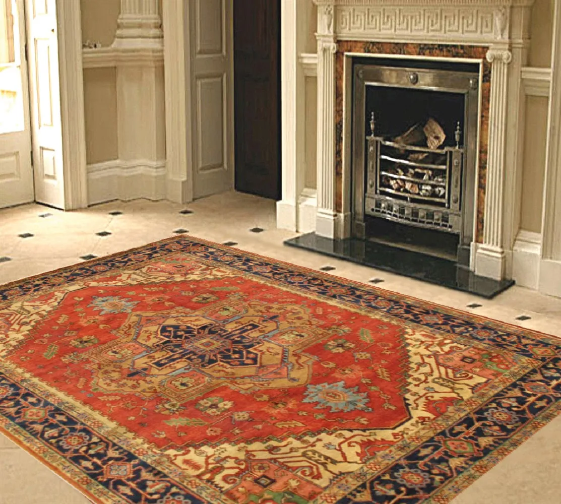 Serapi Collection Hand-Knotted Rust/Navy Wool Area Rug- 2' 8" X 39'10"
