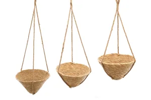 Set/3 Natural Seagrass Hanging Planter Basket Set(NI1045)