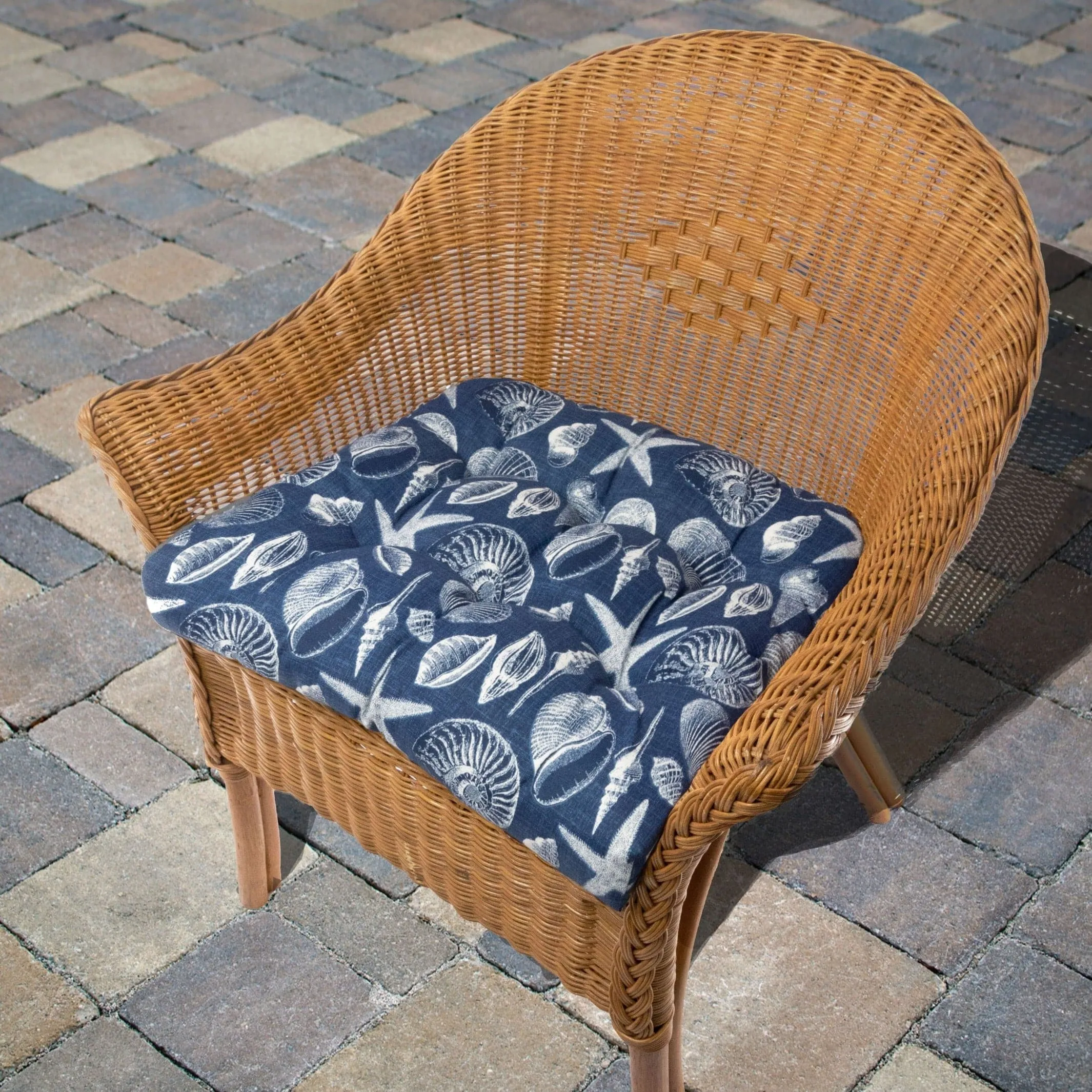 Shoreline Navy Patio Chair Cushions - Wicker Chair Cushions - Adirondack Chair Cushions
