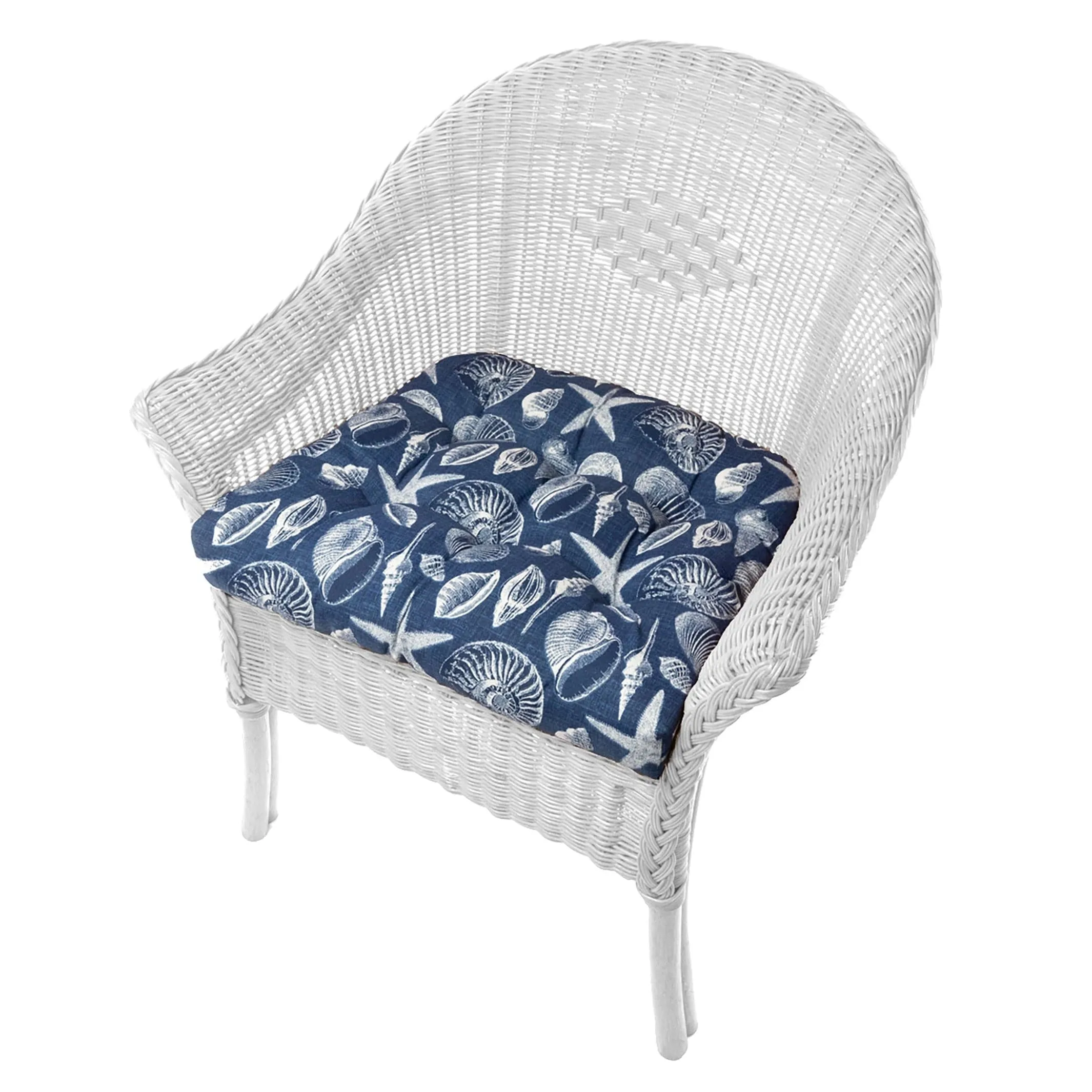 Shoreline Navy Patio Chair Cushions - Wicker Chair Cushions - Adirondack Chair Cushions
