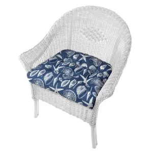 Shoreline Navy Patio Chair Cushions - Wicker Chair Cushions - Adirondack Chair Cushions