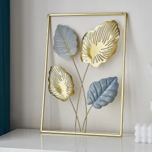 SHREE 'O' GREEN TECH Gold Metal Wall Decor Leaf Wall Hanging Decoration, Metal Wall Art Home Decor for Living Room Office Bedroom Hotel (Design -5)