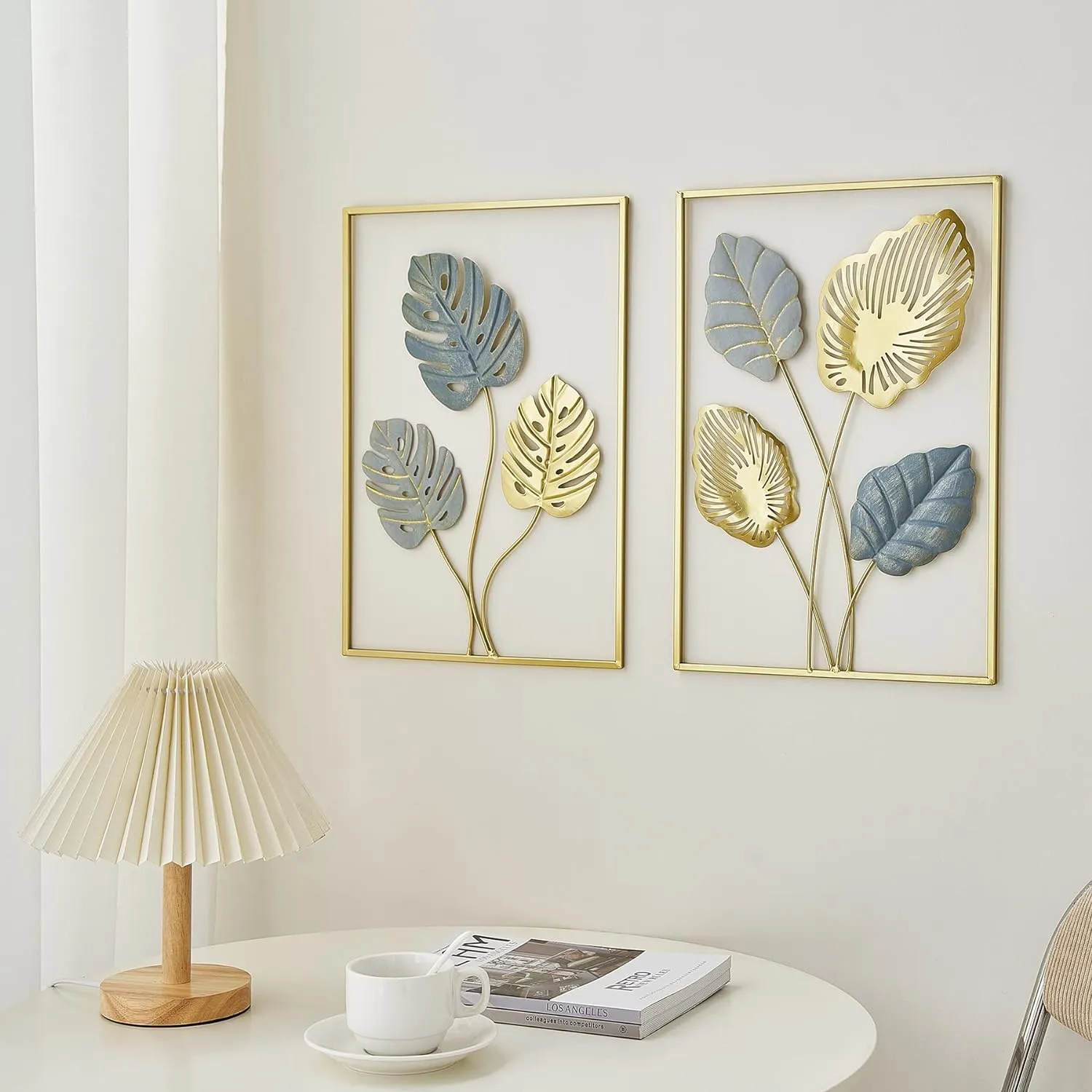 SHREE 'O' GREEN TECH Gold Metal Wall Decor Leaf Wall Hanging Decoration, Metal Wall Art Home Decor for Living Room Office Bedroom Hotel (Design -5)