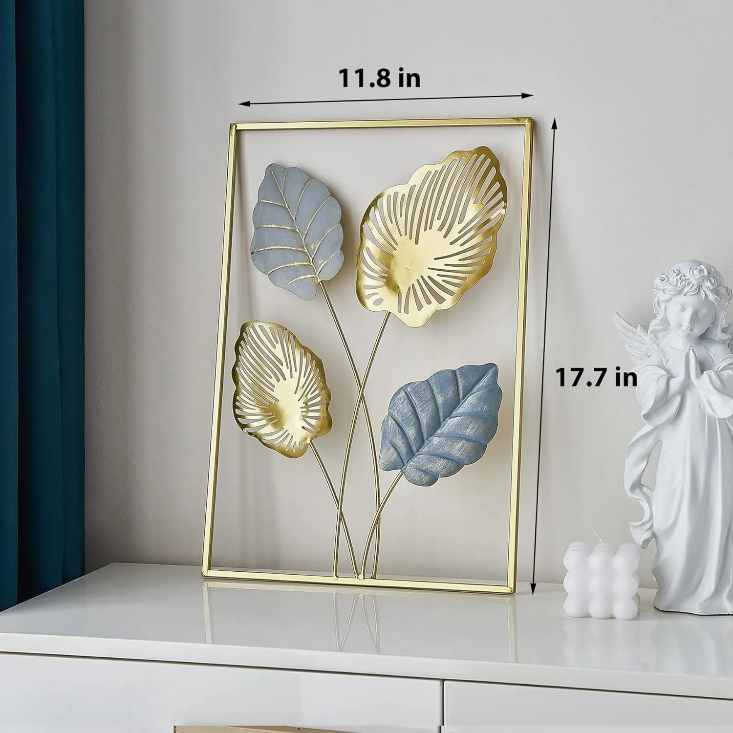 SHREE 'O' GREEN TECH Gold Metal Wall Decor Leaf Wall Hanging Decoration, Metal Wall Art Home Decor for Living Room Office Bedroom Hotel (Design -5)