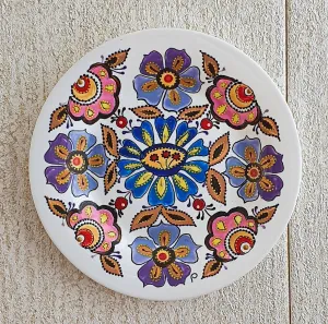 Small Hand-Painted Porcelain Plate - Midnight Bloom