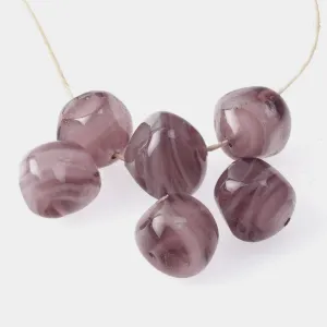 Societa Veneziana Conterie amethyst glass milky swirl givre  beads. 15x18mm. Pkg of 4. b11-pp-0822