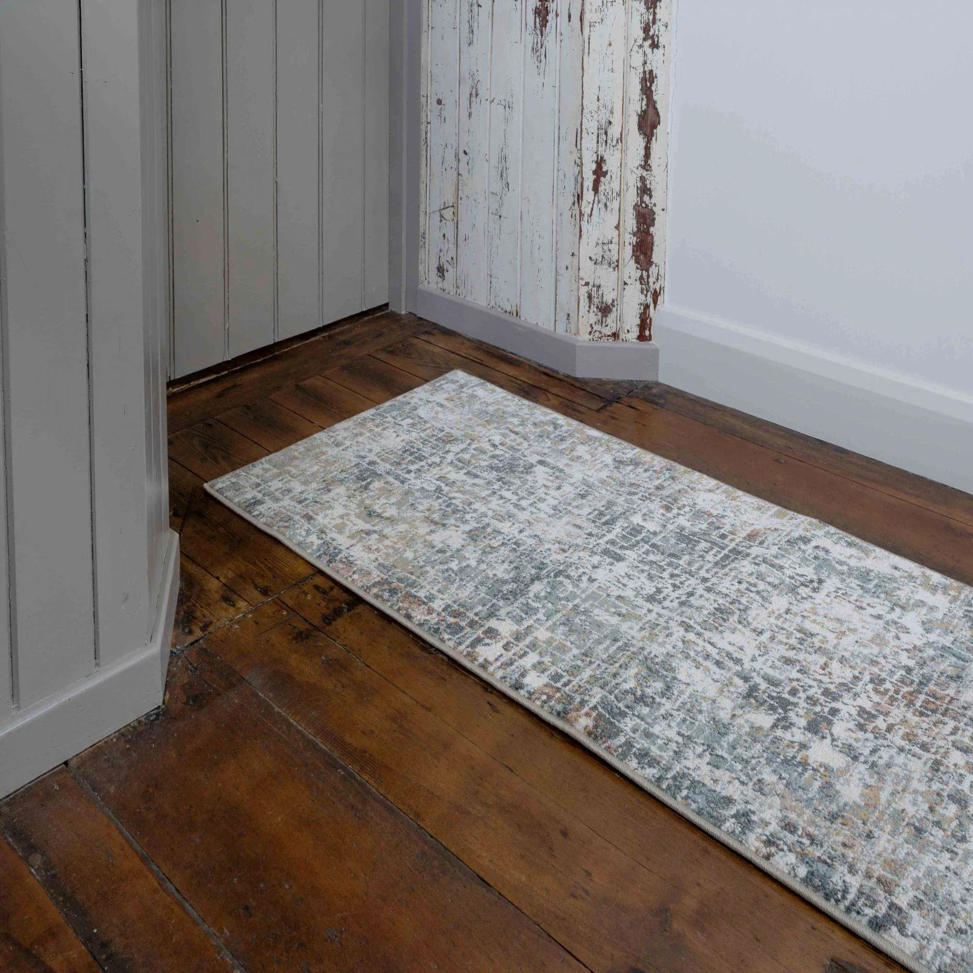 Soft Modern Blue Distressed Abstract Bedroom Rugs - Minuet