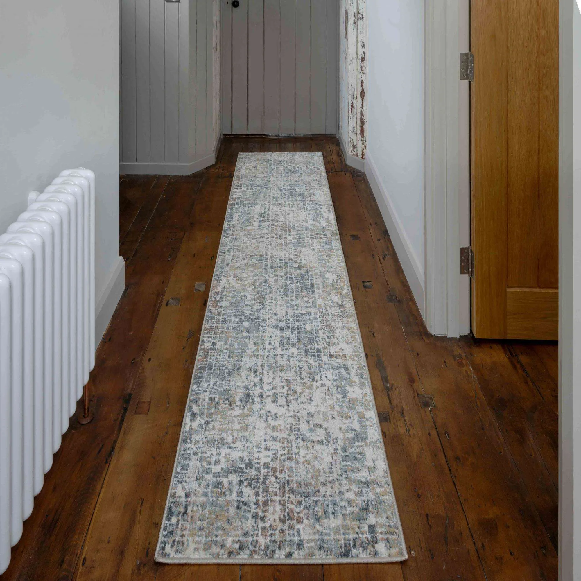 Soft Modern Blue Distressed Abstract Bedroom Rugs - Minuet