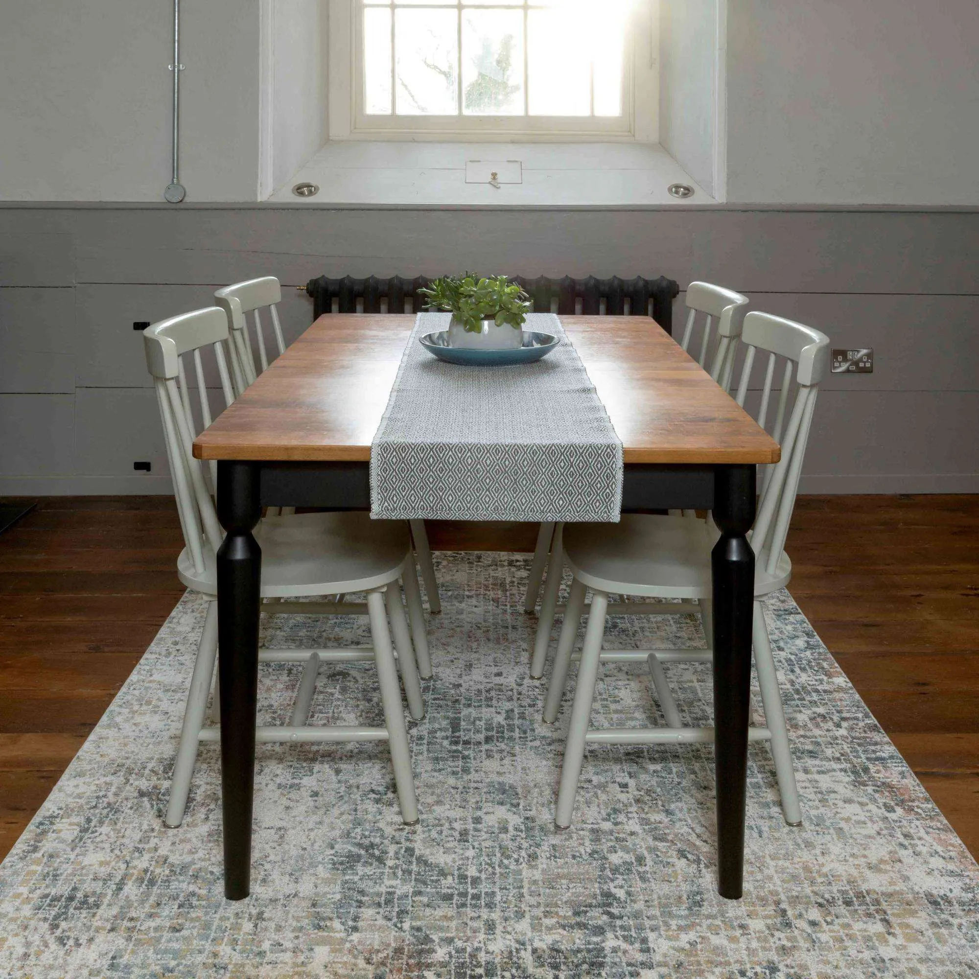 Soft Modern Blue Distressed Abstract Bedroom Rugs - Minuet