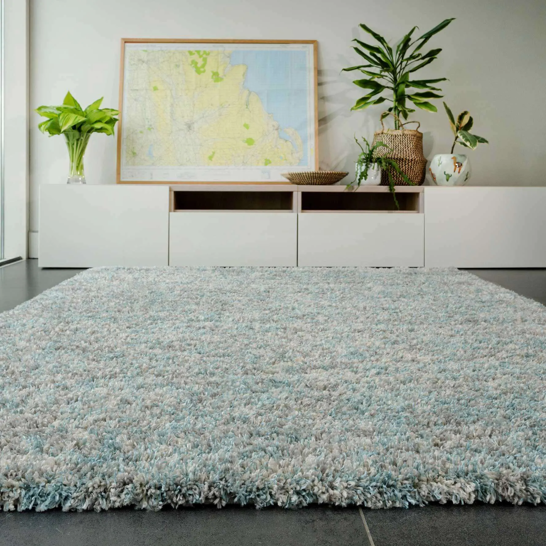Soft Mottled Duck Egg Shaggy Runner Rug