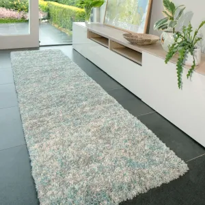 Soft Mottled Duck Egg Shaggy Runner Rug