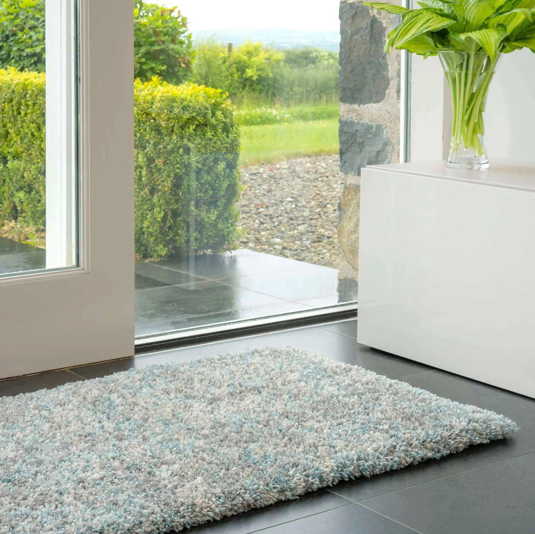 Soft Mottled Duck Egg Shaggy Runner Rug