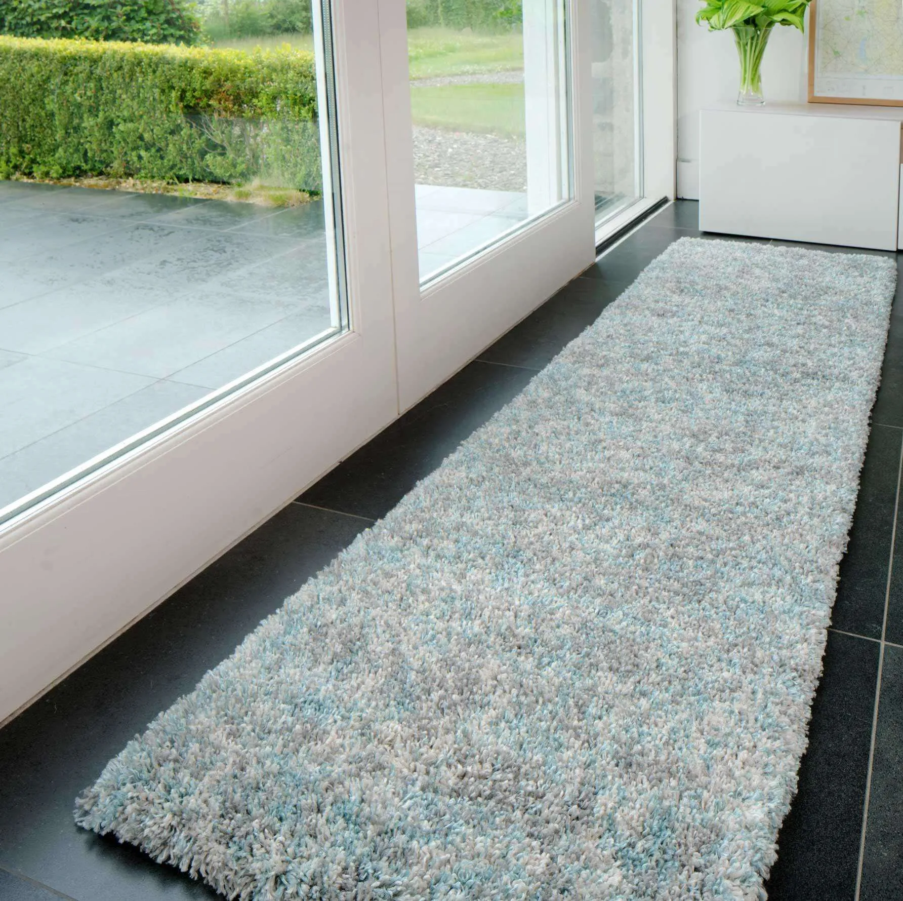 Soft Mottled Duck Egg Shaggy Runner Rug