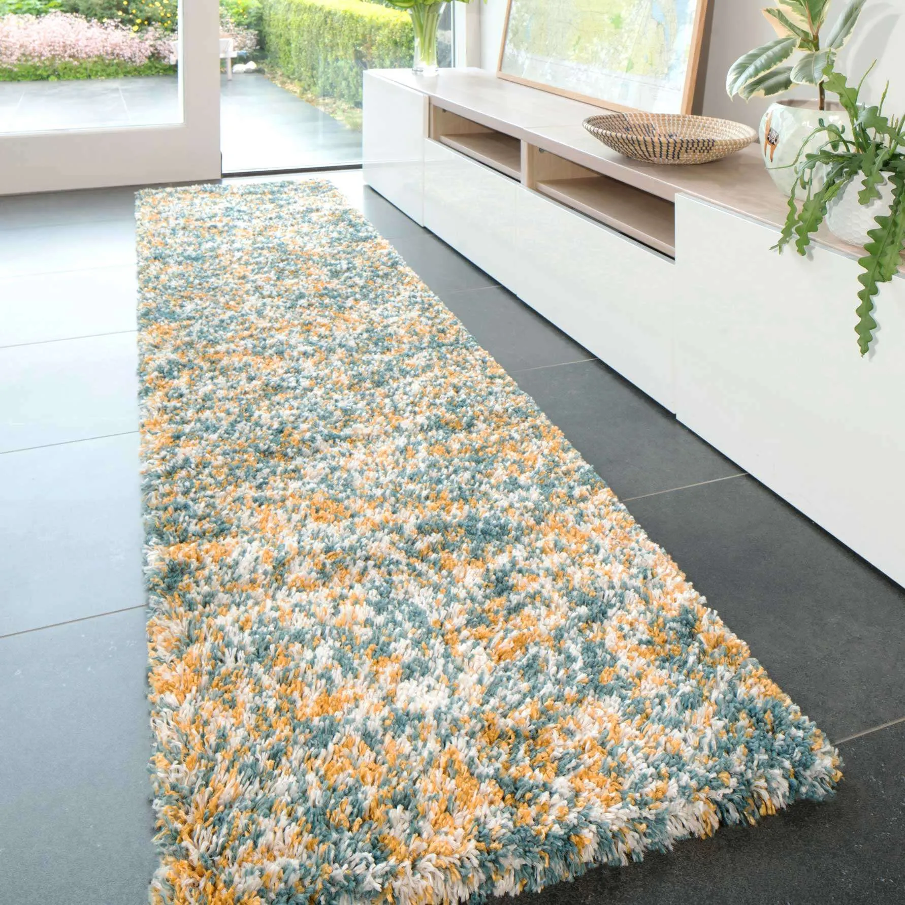 Soft Mottled Multicolour Shaggy Area Rug