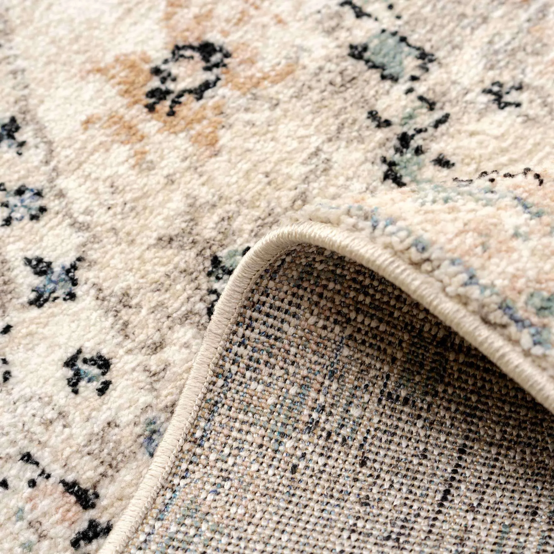Soft Natural Blue Aztec Area Rug - Kemp