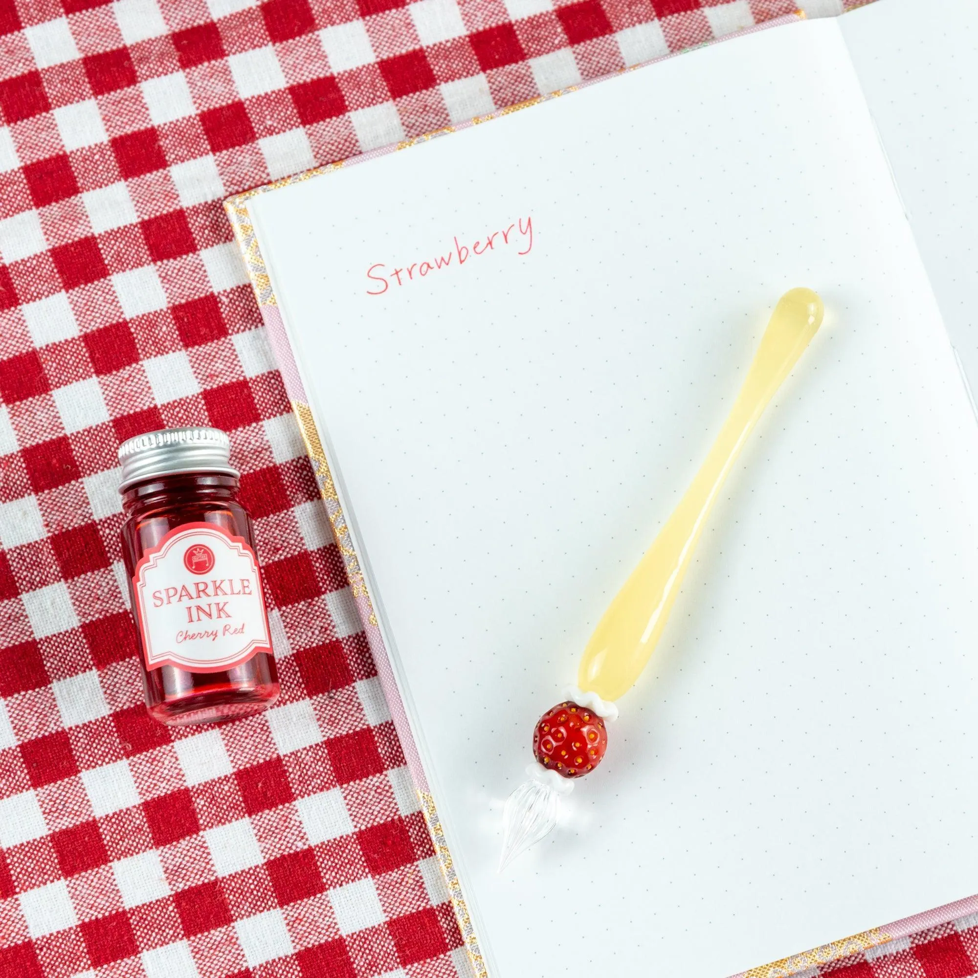 Strawberry Cake Glass Dip Pen